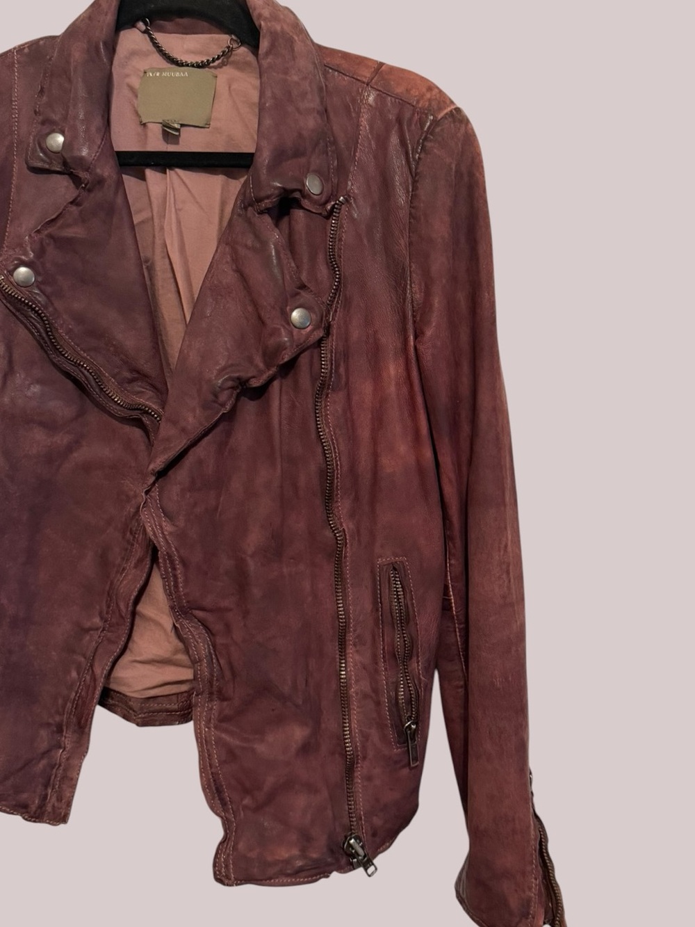 Gorgeous MUUBAA lamb leather Distressed moto jacket in the rare Chestnut - Picture 6 of 16